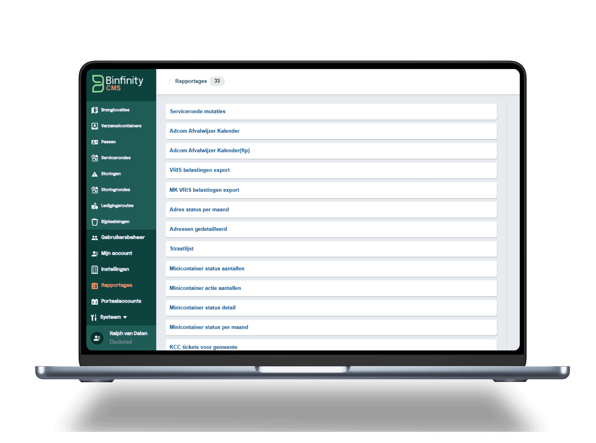 Rapportages en realtime inzicht in Binfinity CMS Overzicht van rapportagemodule in Binfinity CMS