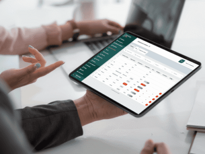 Binfinity CMS - product Gebruiker werkt met het Binfinity CMS op een iPad