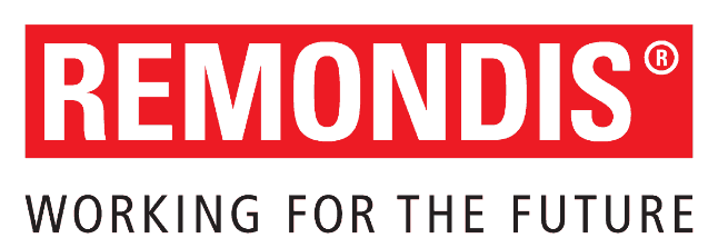 Logo van Remondis met rode rechthoek en tekst “WORKING FOR THE FUTURE”