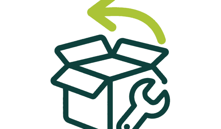Pictogram voor reparatie of retour van een onderdeel